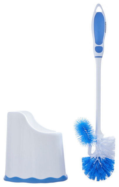 Superio Toilet Brush and Holder, Toilet Bowl Cleaning System with Scrubbing Wand