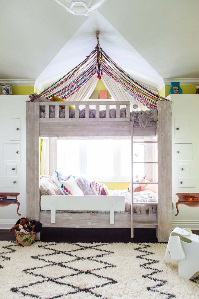 Transitional kids' room in Los Angeles for girls.