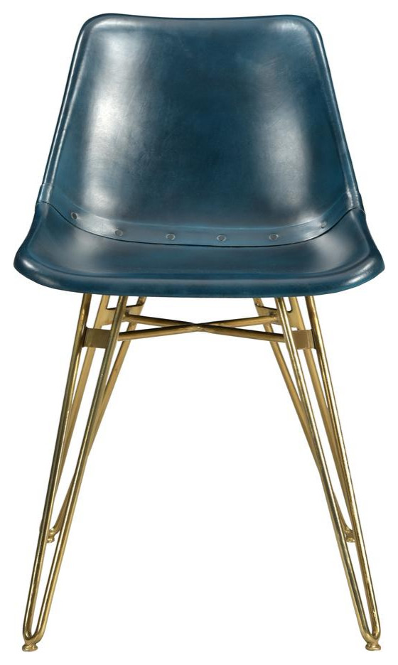 Sapphire Blue Leather Dining Chairs Set of Two, Belen Kox