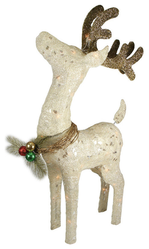 37" Sparkling Sisal Standing Reindeer Christmas Yard Art Decoration