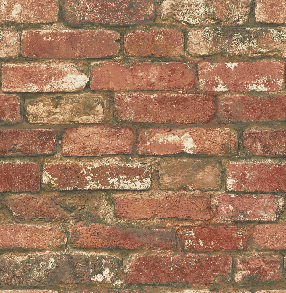Red Brick Peel and Stick Wallpaper, 4 Rolls Contemporary Wallpaper