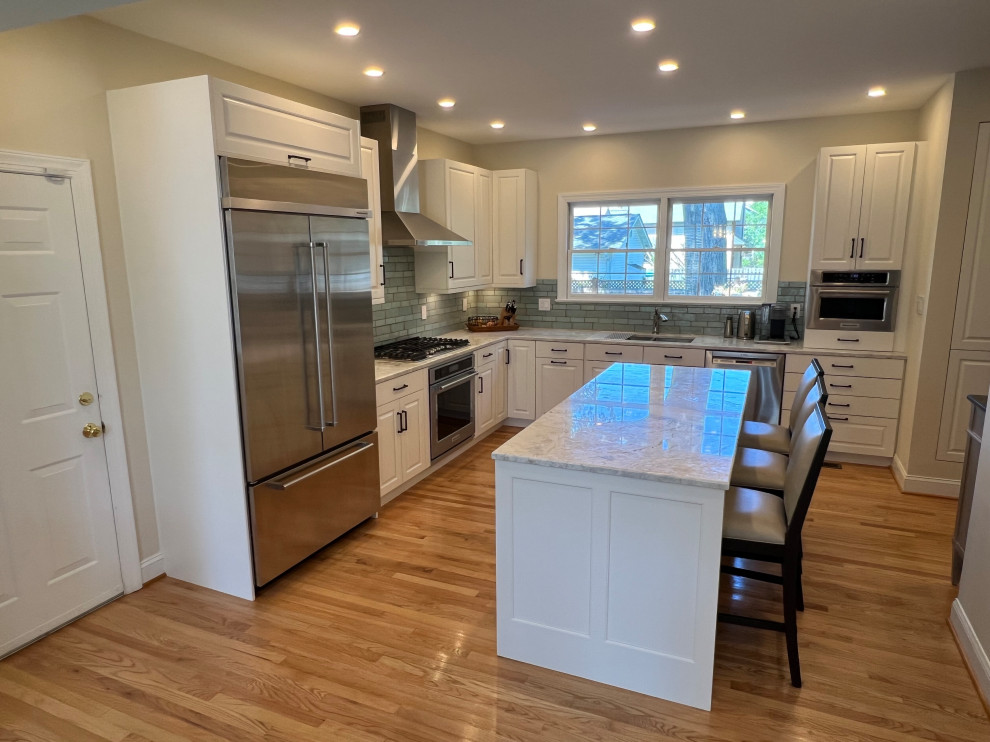 We opened up the kitchen and added a huge island.