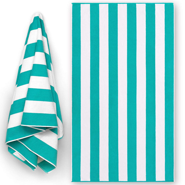 teal striped towels