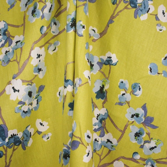 Braemore Duralee Sakura Green Tea Floral Fabric - Traditional - Drapery ...