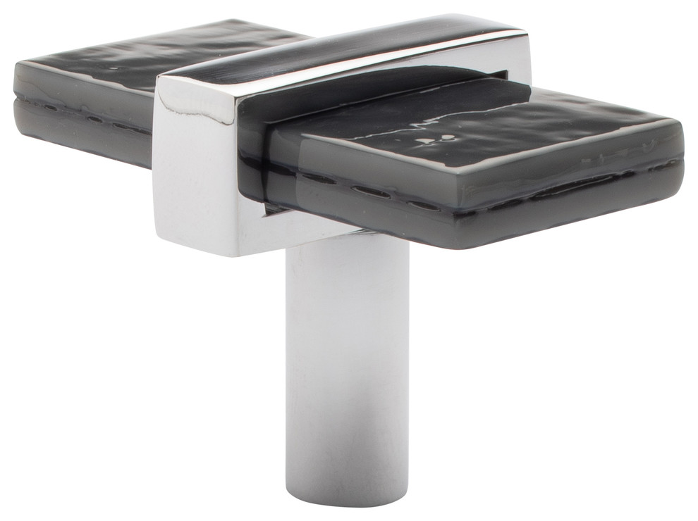 Sietto Adjustable Slate Grey Glass Knob With Metal Base Contemporary