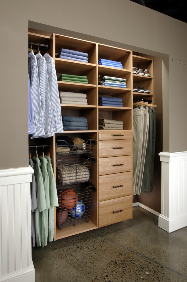 This is an example of a traditional storage and wardrobe in Portland.