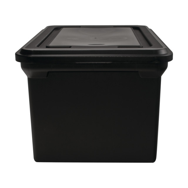 black storage bins