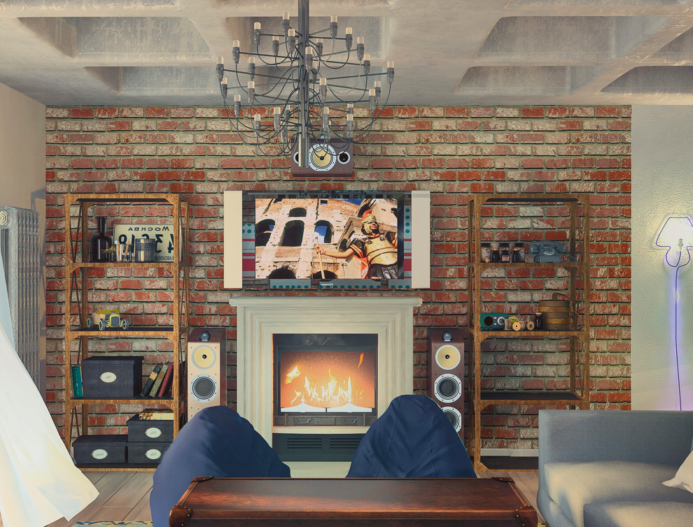 Интерьер трёхкомнатной квартиры. Лофт.