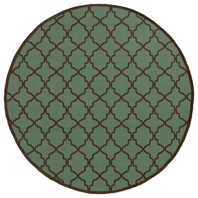 Riviera 4770A Blue/Brown Rug, Round 7'10" Round Contemporary