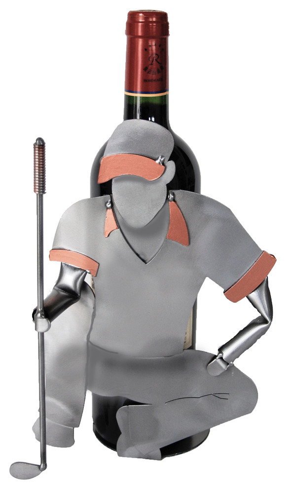 Golfer Lining Up Put Metal Wine Bottle Holder Eclectic Wine Racks