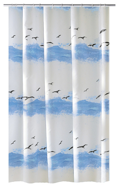 Beach Design Fabric Shower Curtain, Seaside, Tub