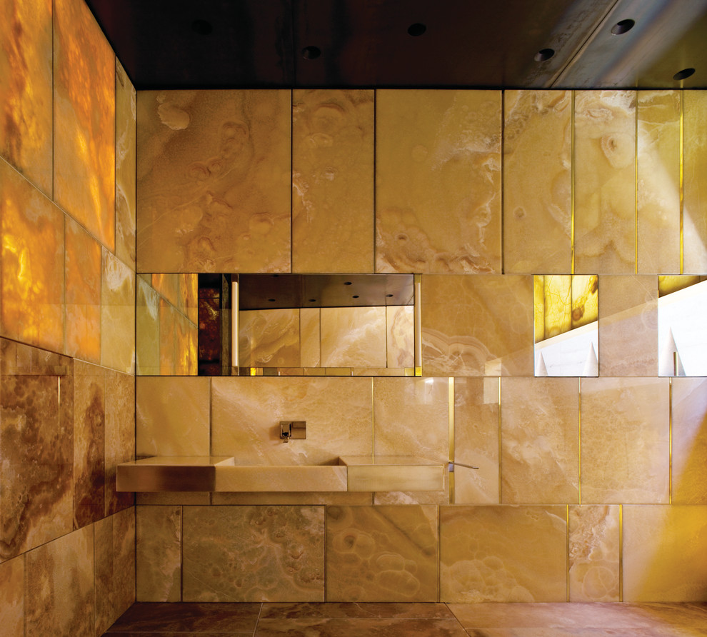 Design ideas for a contemporary bathroom in Phoenix with stone slab.