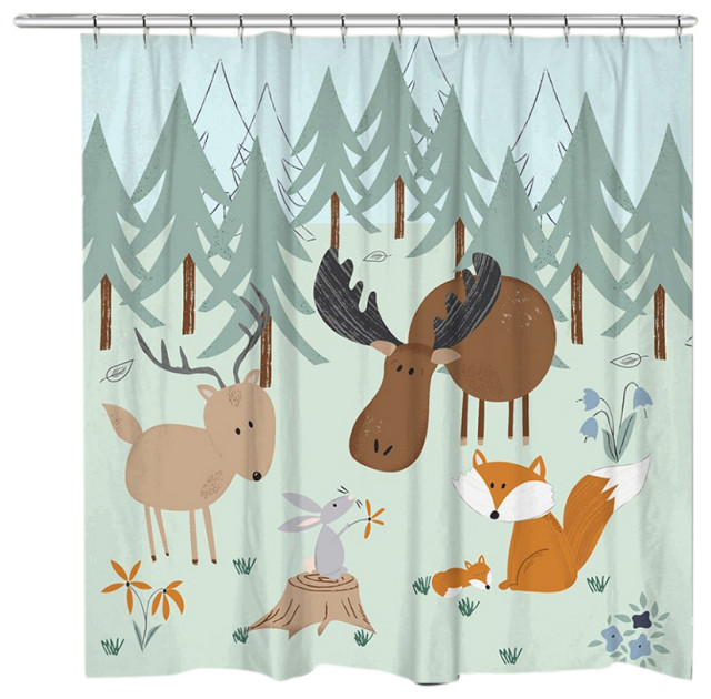 Outdoor Critters Woods Shower Curtain, Wilderness Lodge Shower Curtain