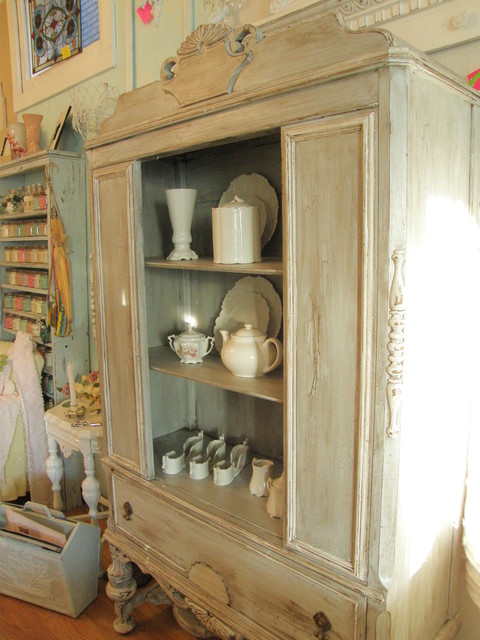 Distressed Antique China Cabinet Shabby Chic Eclectic Dining
