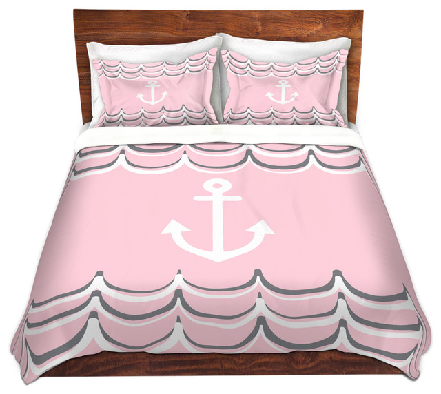 Anchor Waves Blush Pink Duvet Cover Beach Style Duvet Covers