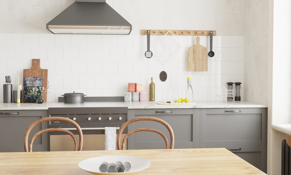 Дизайн интерьера и визуализация кухни в Скандинавском стиле.