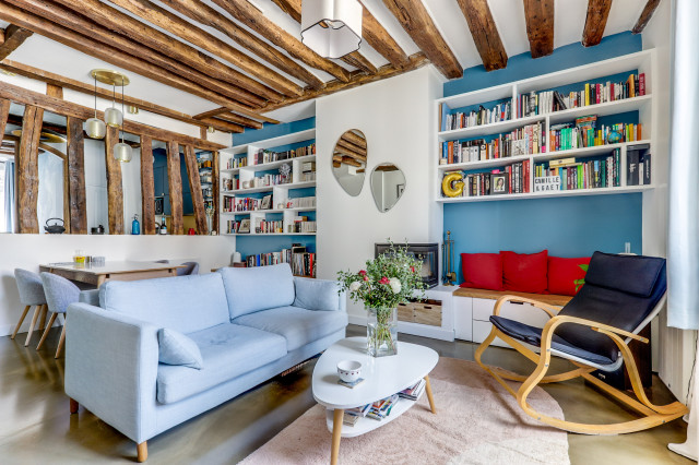 R&eacute;novation compl&egrave;te d'un duplex de 105m2 eklektisk-vardagsrum