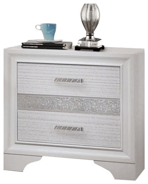 Bowery Hill 2Drawer Modern Wood Nightstand with Hidden Jewelry Tray in