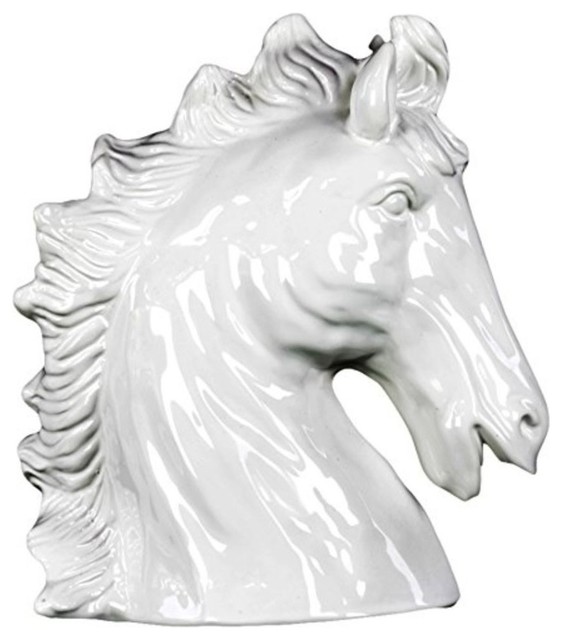 Ceramic Horse Head Gloss White Contemporary Decorative Objects And