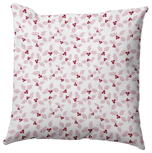 Holly Bush Accent Pillow, Light Pink, 20"x20"