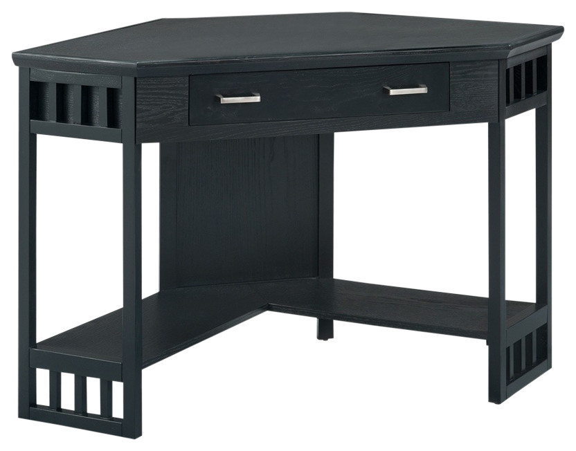 Leick Furniture Corner Computer Desk In Black Craftsman Desks Leick Furniture Corner Computer Desk In
