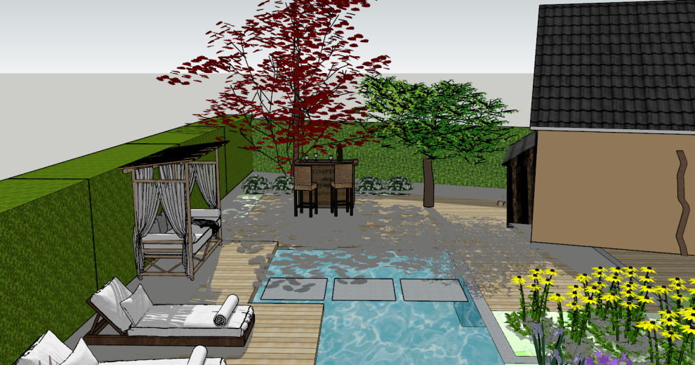 3D - Jardin piscine zen