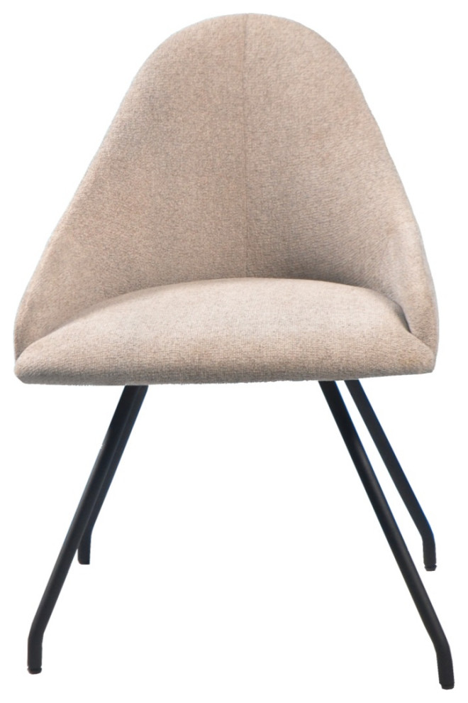 Ice Harmony Ivory Upholstery Dining Chair With Round Legs, Set of 2