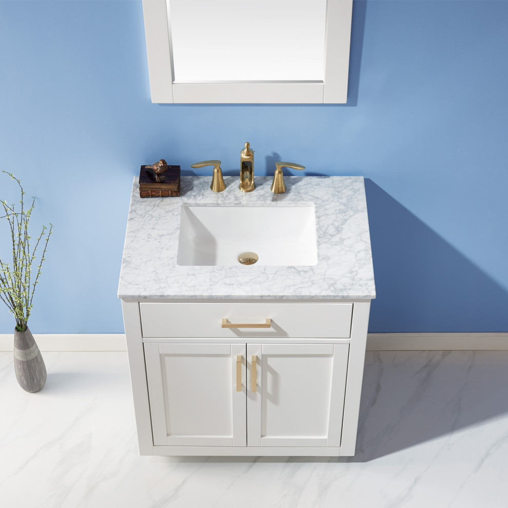 Diseño de cuarto de baño único y de pie contemporáneo pequeño con encimera de mármol