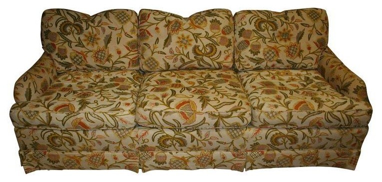 Pre-owned Vintage Baker Crewel Covered Sofa