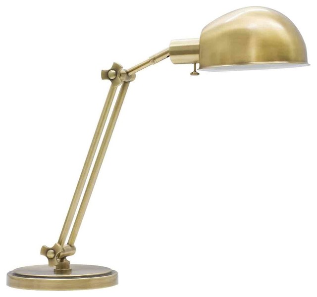 Addison Adjustable Antique Brass, Antique Brass Metal Adjustable Pole Pharmacy Desk Lamp
