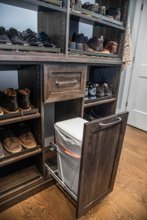 Floor to Ceiling Lighted Shoe Cabinets - Transitional - Closet