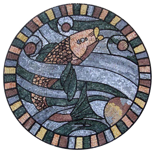 Nautical Accent Mosaic - Beach Style - Tile Murals - by Mozaico Inc