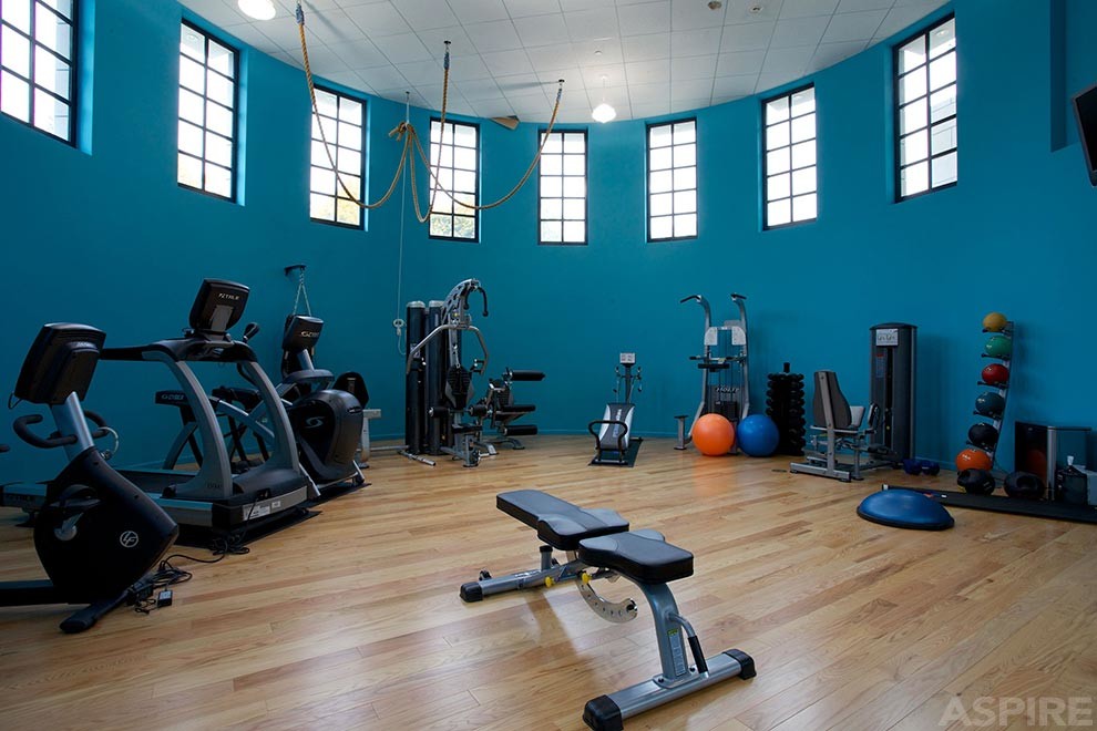 Photo of a modern home gym in New York.