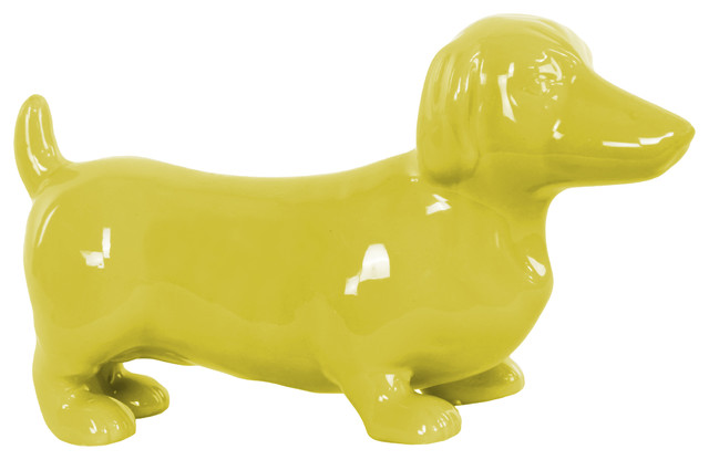 Ceramic Standing Dachshund Dog Figurine - Contemporary ...
