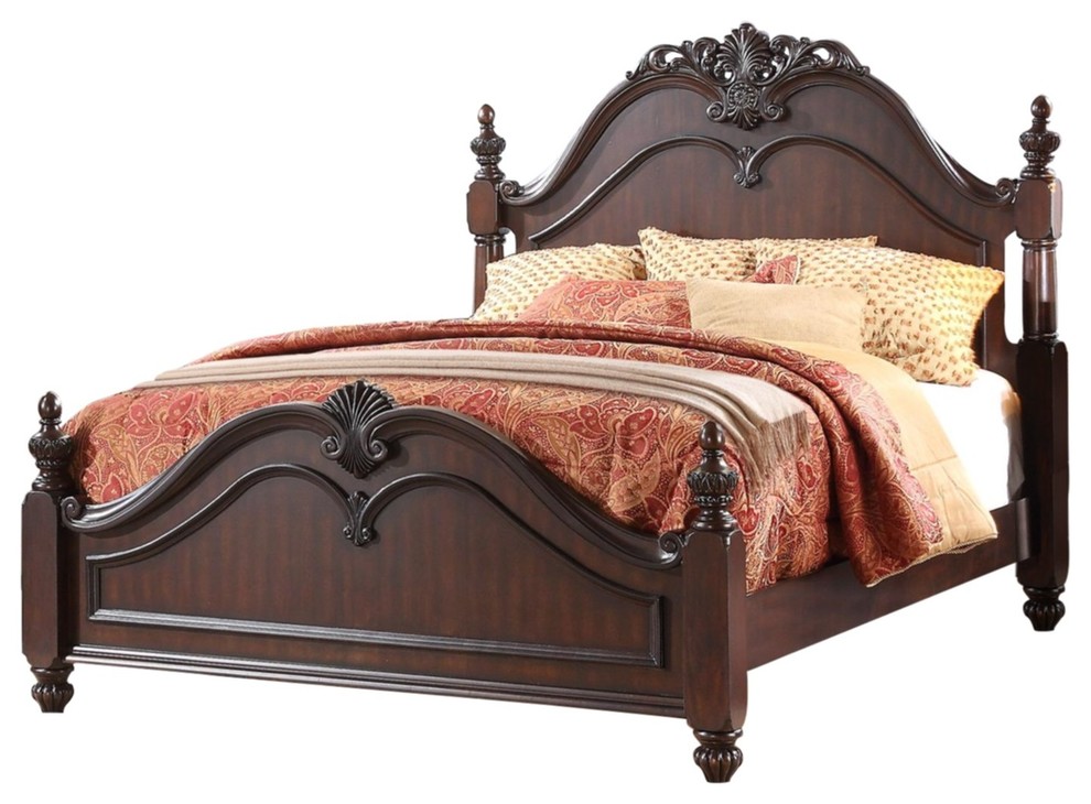 Momeyer French Country Queen Bed, Cherry, Queen Traditional Panel