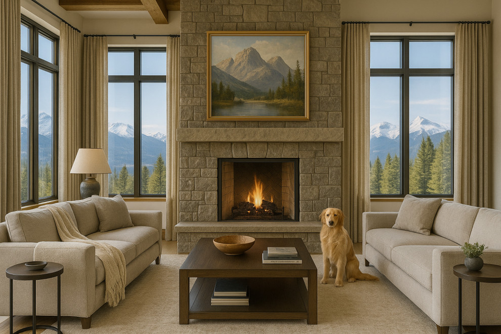 mountain home with dog