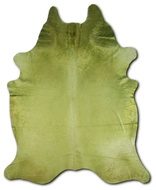 DYED HAIR ON Cowhide Rug DE DYED LIME GREEN Contemporary Novelty