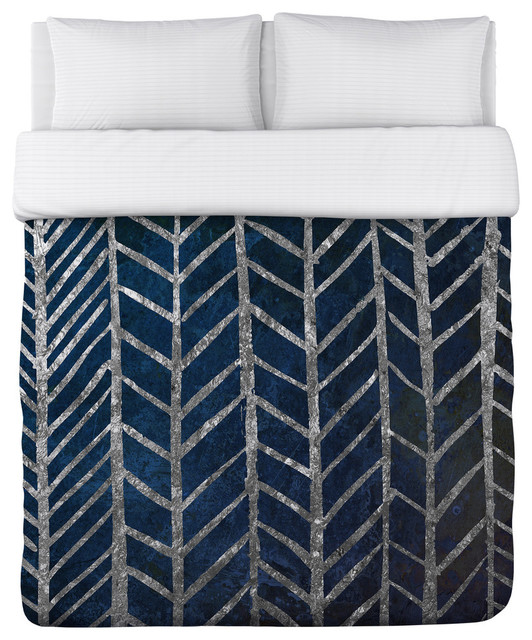 Silver Ladders Navy Silver Duvet Cover Contemporary Duvet