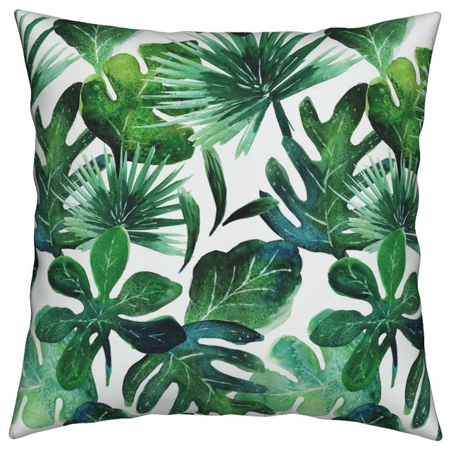 Monstera Palm Jungle Baby Botanical Tropical Throw Pillow Cover Organic Sateen