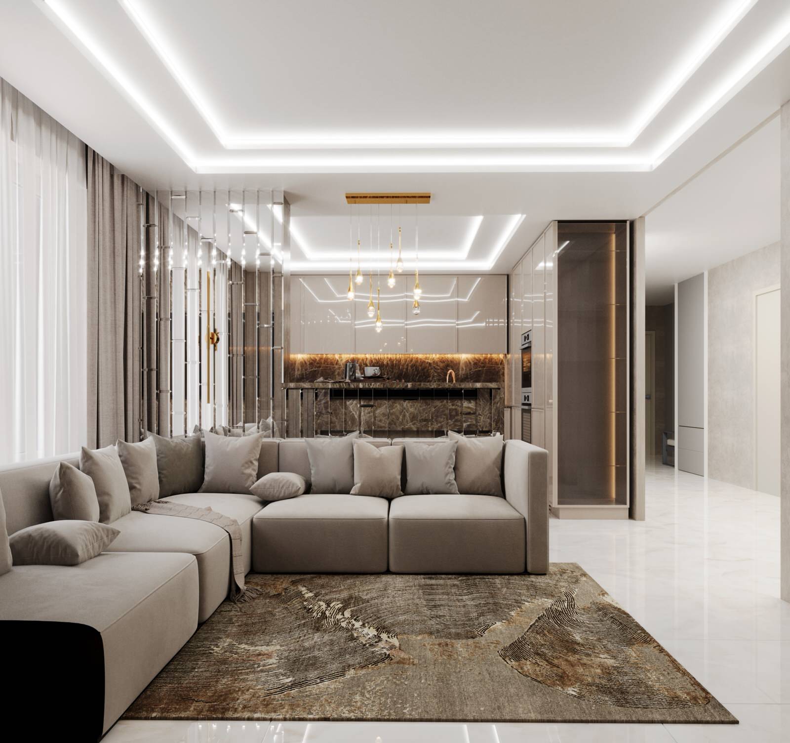 Дизайн-проект кухни-гостиной ЖК "На Рождественской"