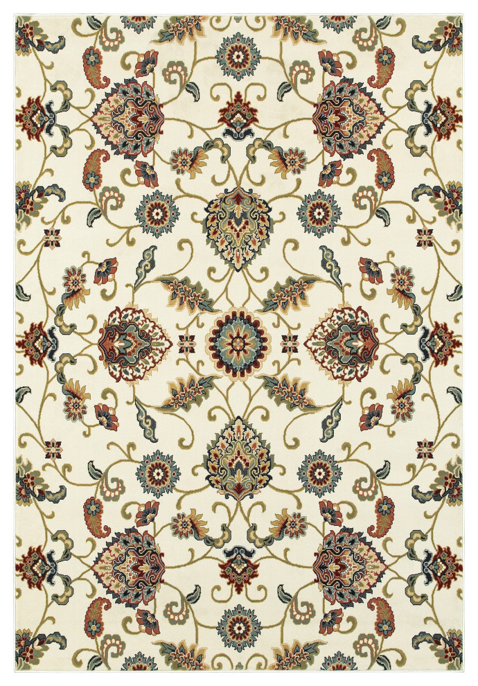 Oriental Weavers Kashan Collection Ivory/ Multi Floral Indoor Area Rug 1'10"X3'