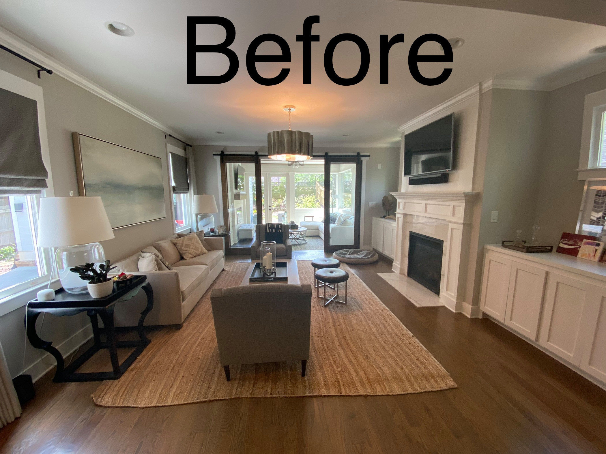 CANDLER PARK FIREPLACE /kitchen island/ main level decor