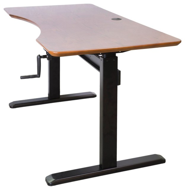 Black Crank Height Adjule Desk With Antique Tabletop