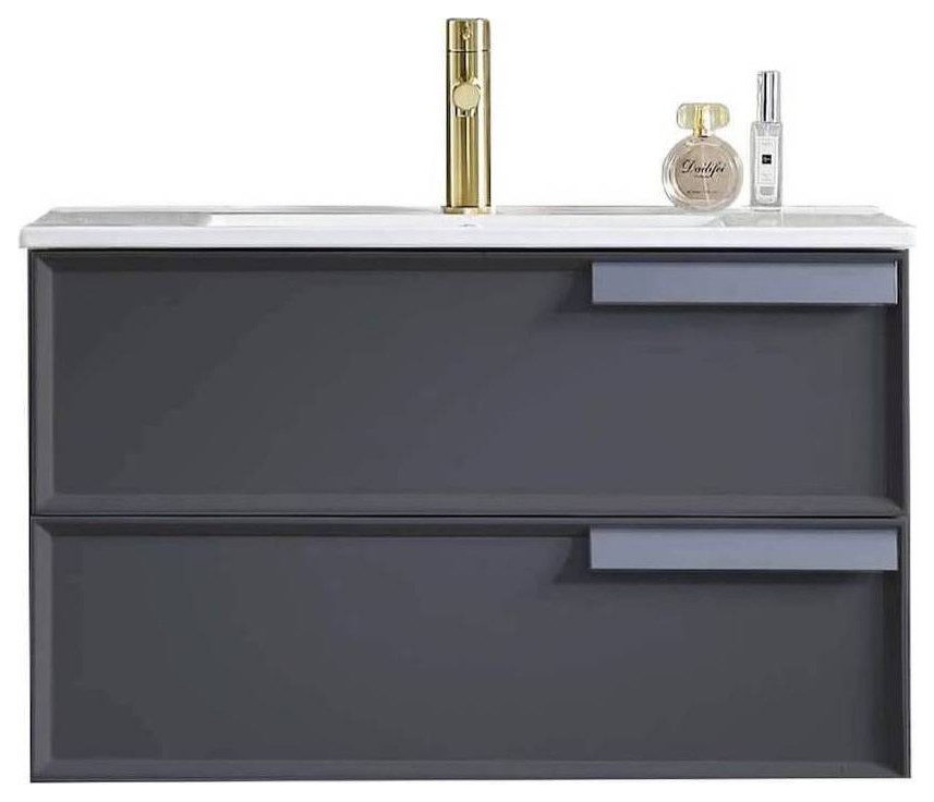 Sofia 30"Vanity Base Only Matte Gray Modern Bathroom Vanities And