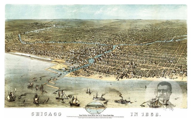 Antique old style Home Decor City Artwork Print Illinois prints gift rustic VM175 Rockford Vintage Map Poster Wall Art