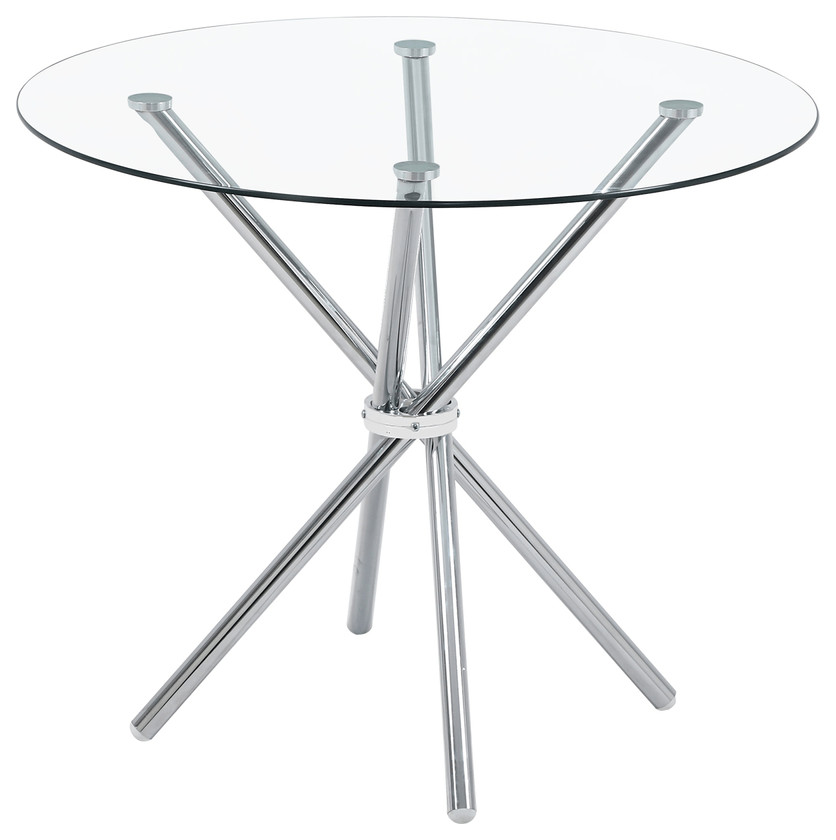 35" Silver and Glass Contemporary Round Coffee Table Contemporary