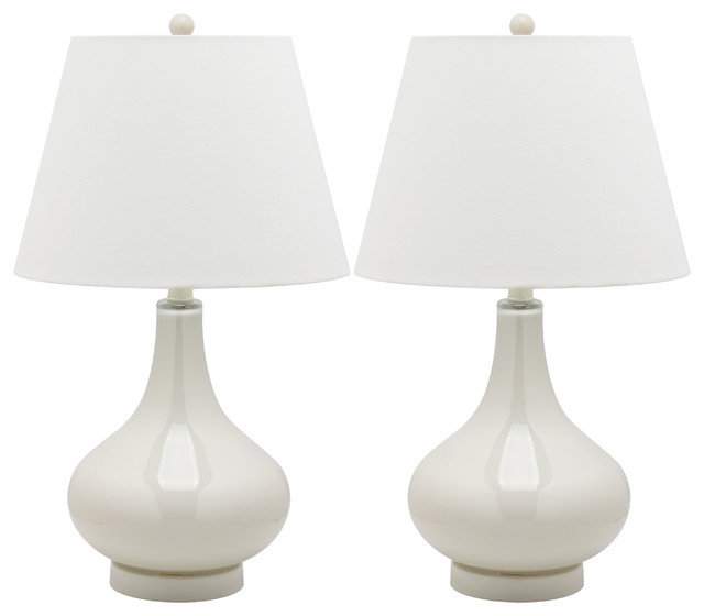 Safavieh Amy Gourd Glass Lamps, Set of 2, Pearl