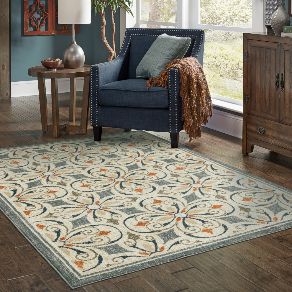 Oriental Weavers Fiona 001Y6 Blue/Beige Area Rug, 5'3"x7'3