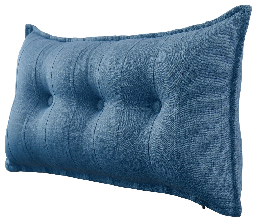 Button Tufted Body Positioning Pillow Headboard Alternative Linen Blend