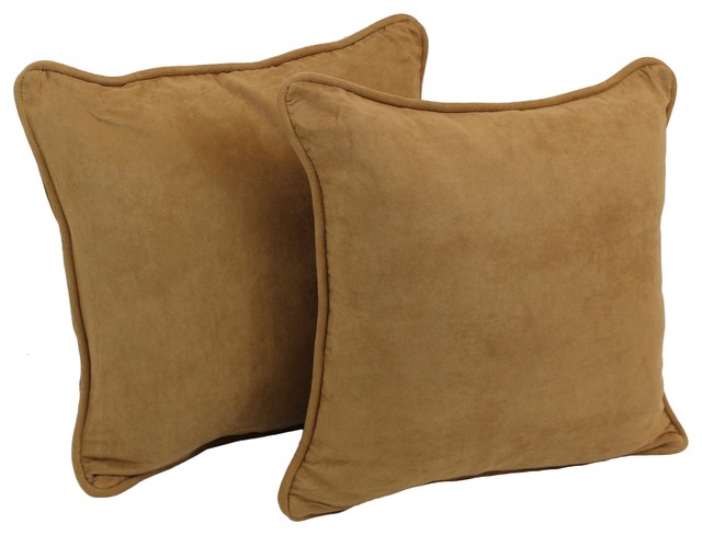 18" Microsuede Square Throw Pillow Inserts, Set of 2, Camel